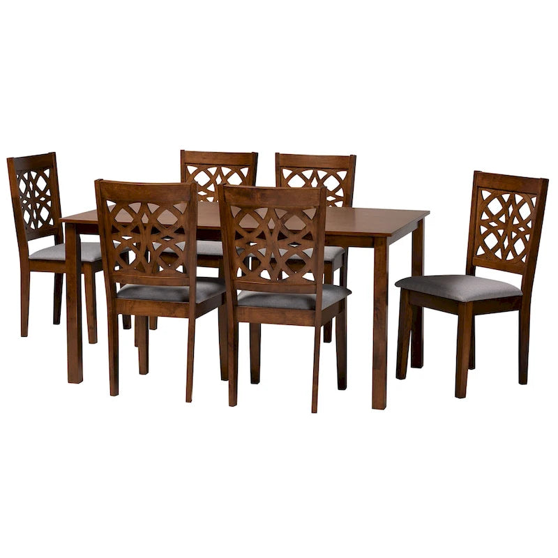 Ensemble de salle à manger Abigail en tissu et bois de style moderne