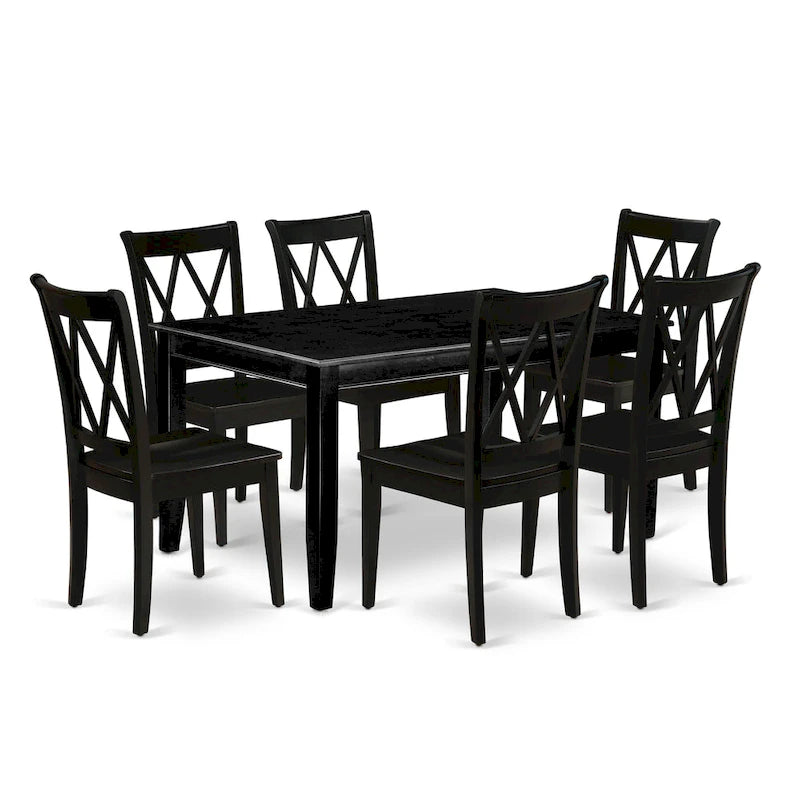 East West Furniture Ensemble de salle à manger composé d'une table de cuisine rectangulaire et de chaises de salle à manger, noir (option de pièces)