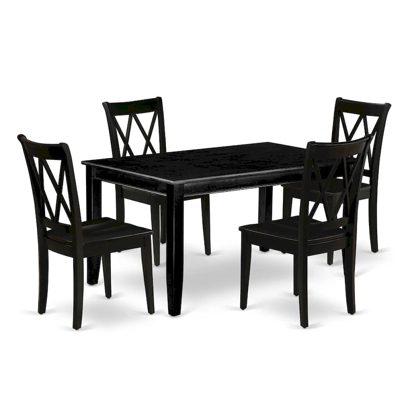 East West Furniture Ensemble de salle à manger composé d'une table de cuisine rectangulaire et de chaises de salle à manger, noir (option de pièces)