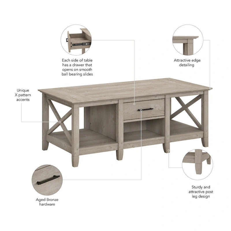 Table basse Key West avec rangement de Bush Furniture