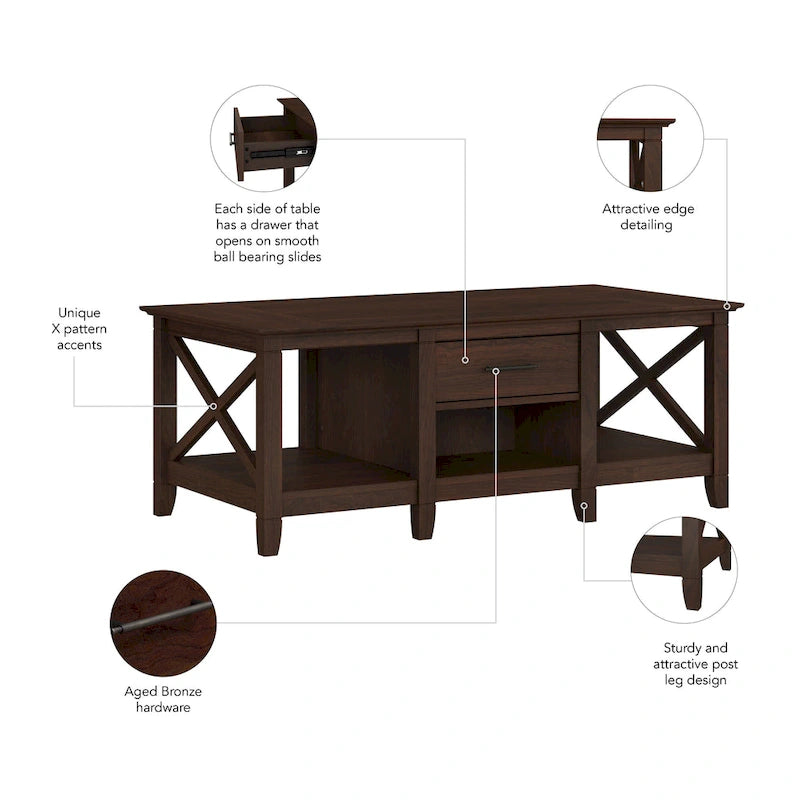 Table basse Key West avec rangement de Bush Furniture