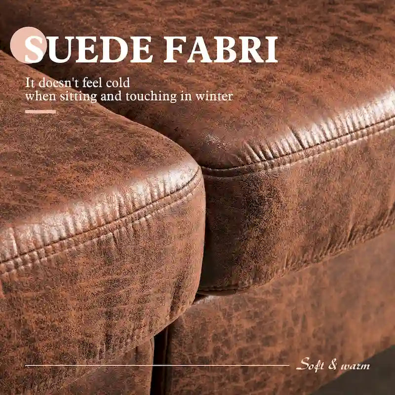 Canapé méridienne réversible en suède OVIOS Mid-Century avec pieds en métal
