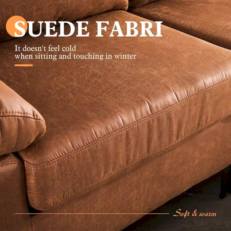 Canapé méridienne réversible en suède OVIOS Mid-Century avec pieds en métal