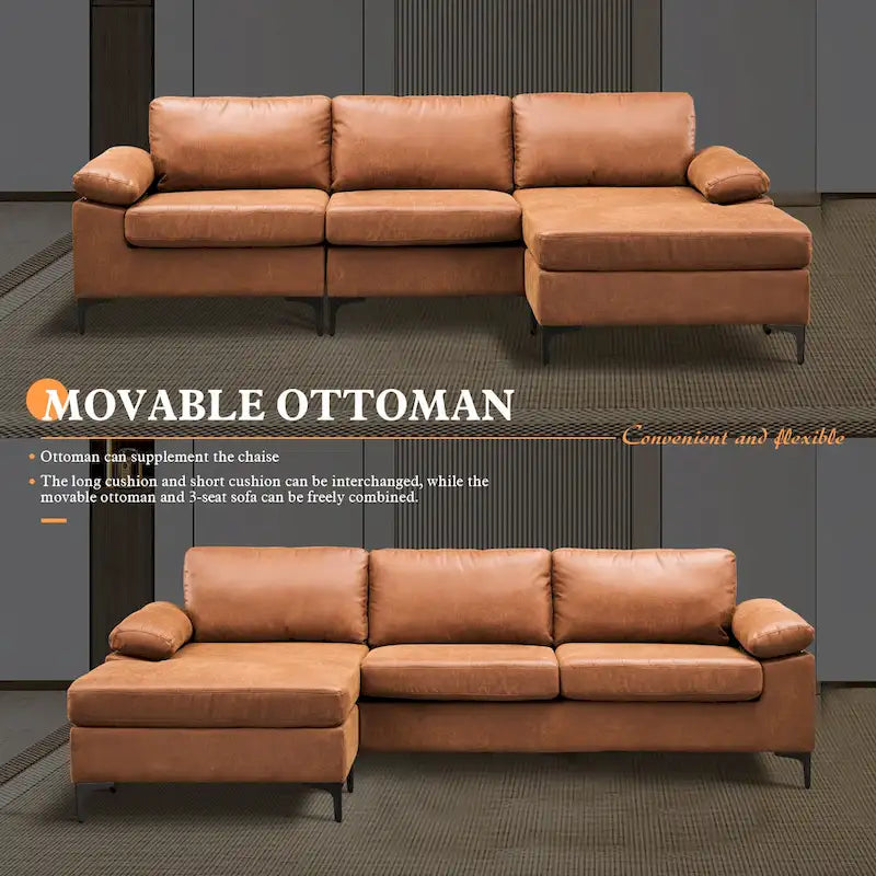 Canapé méridienne réversible en suède OVIOS Mid-Century avec pieds en métal