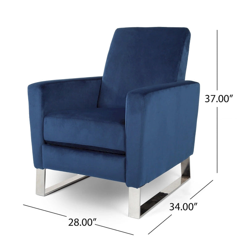 Fauteuil inclinable Brightwood en velours moderne avec pieds en acier par Christopher Knight Home