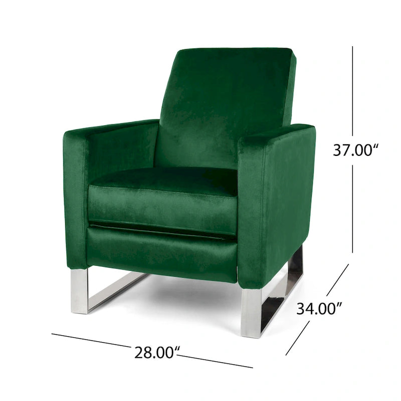 Fauteuil inclinable Brightwood en velours moderne avec pieds en acier par Christopher Knight Home