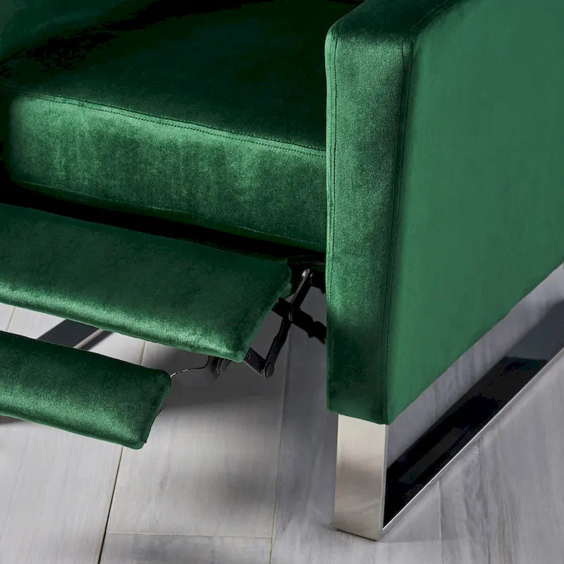 Fauteuil inclinable Brightwood en velours moderne avec pieds en acier par Christopher Knight Home