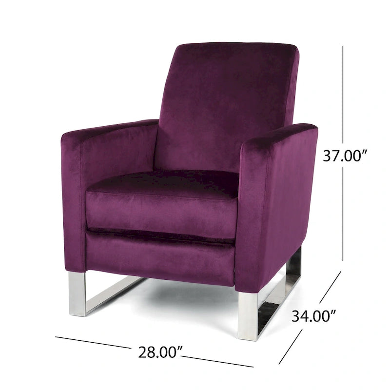 Fauteuil inclinable Brightwood en velours moderne avec pieds en acier par Christopher Knight Home