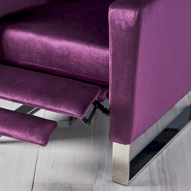 Fauteuil inclinable Brightwood en velours moderne avec pieds en acier par Christopher Knight Home