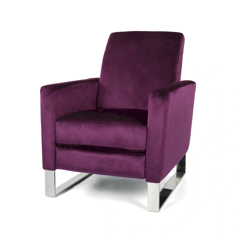 Fauteuil inclinable Brightwood en velours moderne avec pieds en acier par Christopher Knight Home