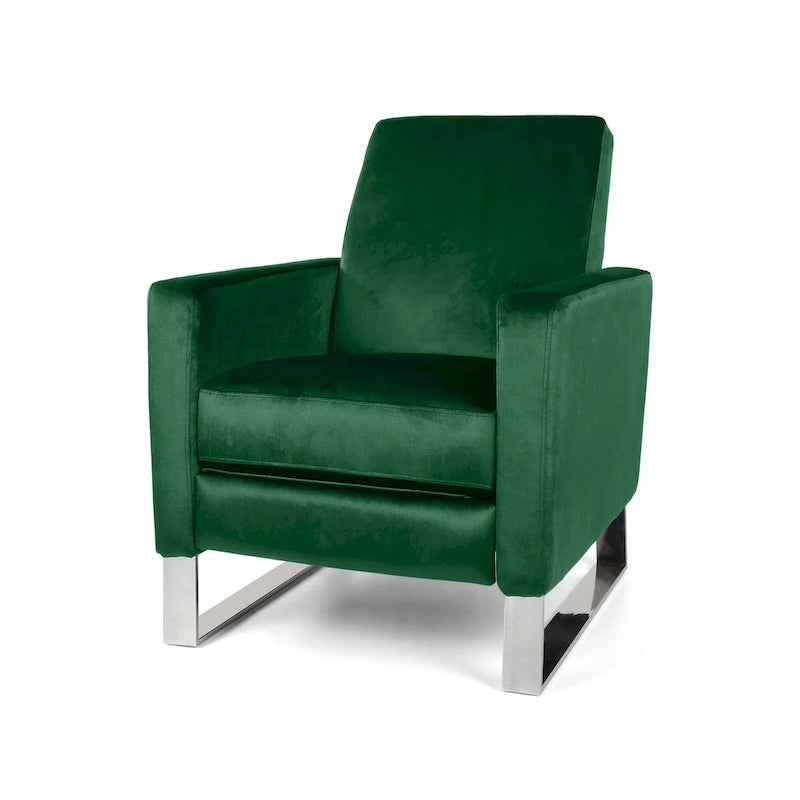 Fauteuil inclinable Brightwood en velours moderne avec pieds en acier par Christopher Knight Home