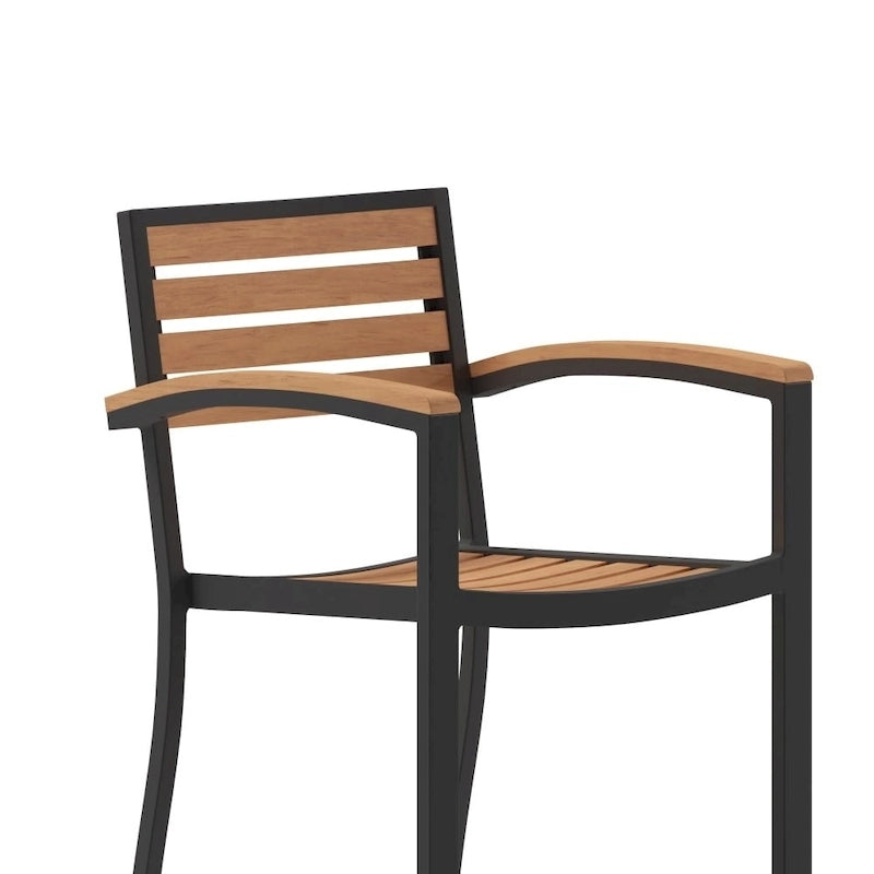 Tabouret de bar d'extérieur de qualité commerciale avec accoudoirs et lattes en poly-résine