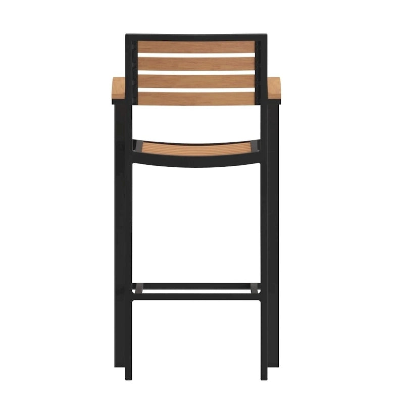 Tabouret de bar d'extérieur de qualité commerciale avec accoudoirs et lattes en poly-résine