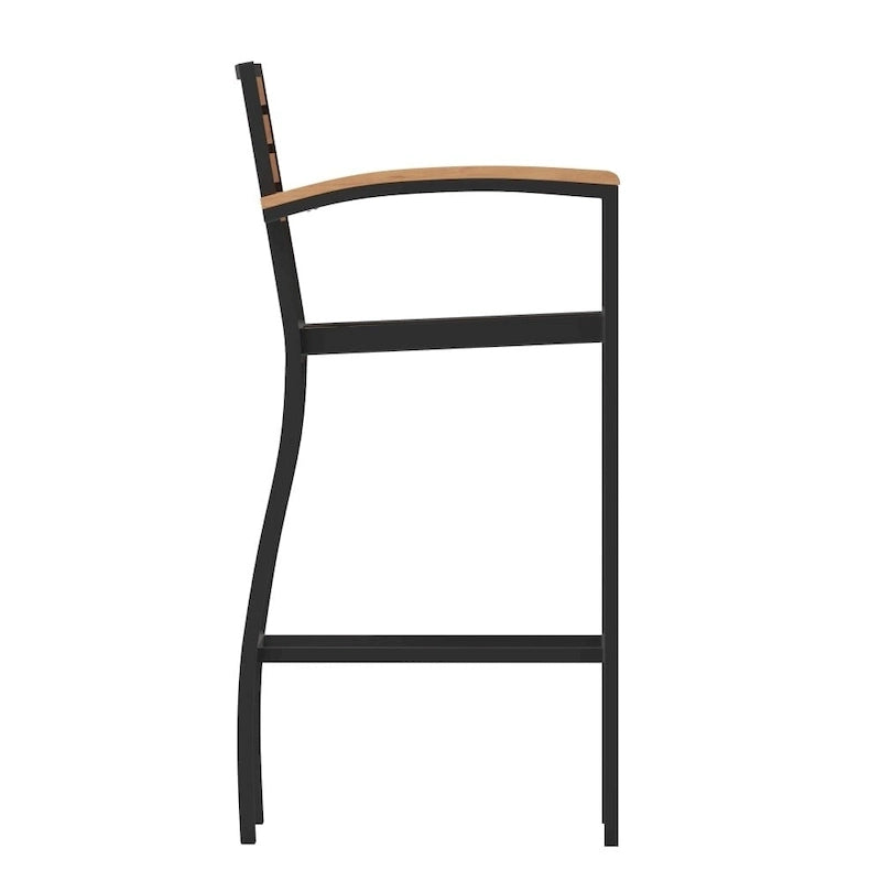 Tabouret de bar d'extérieur de qualité commerciale avec accoudoirs et lattes en poly-résine