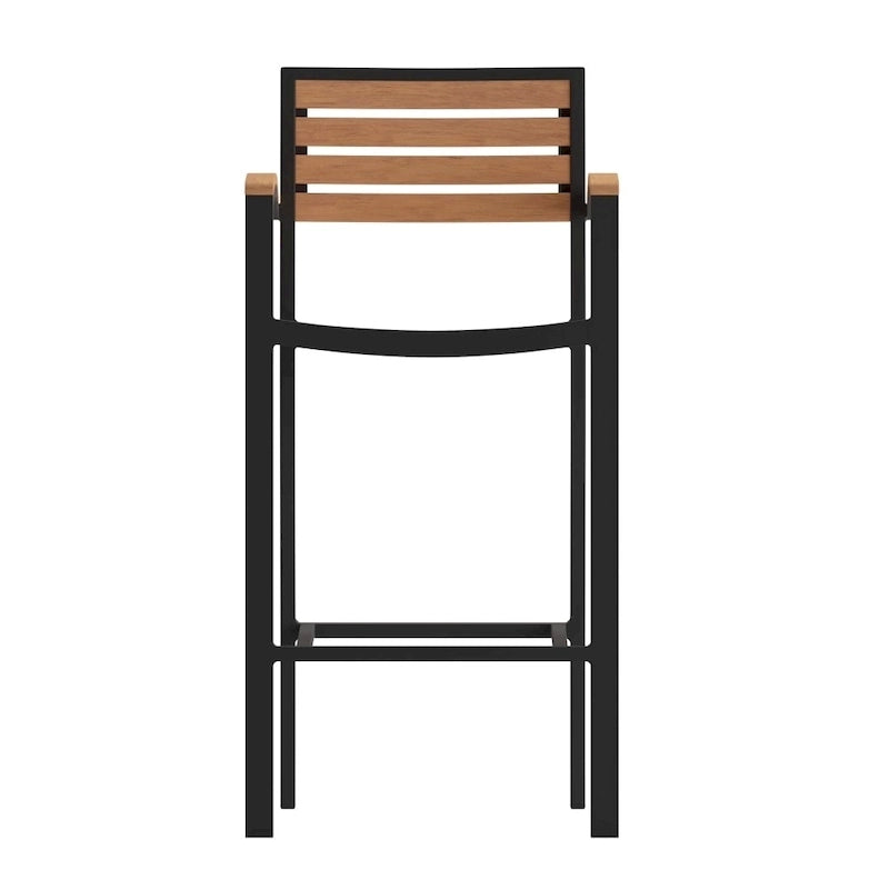 Tabouret de bar d'extérieur de qualité commerciale avec accoudoirs et lattes en poly-résine