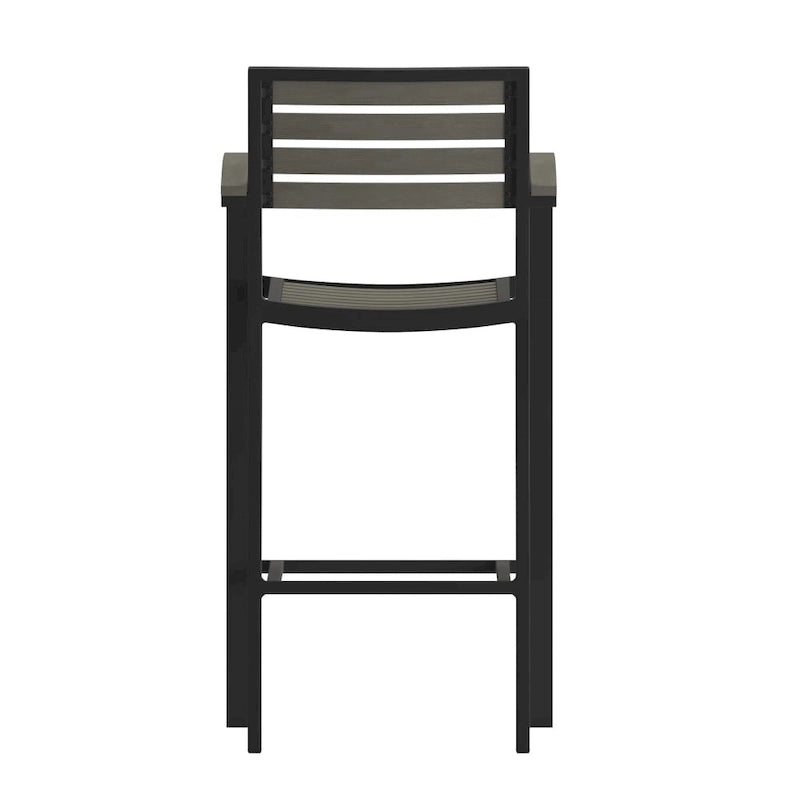 Tabouret de bar d'extérieur de qualité commerciale avec accoudoirs et lattes en poly-résine