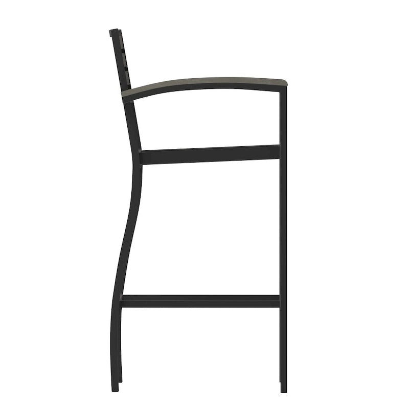 Tabouret de bar d'extérieur de qualité commerciale avec accoudoirs et lattes en poly-résine