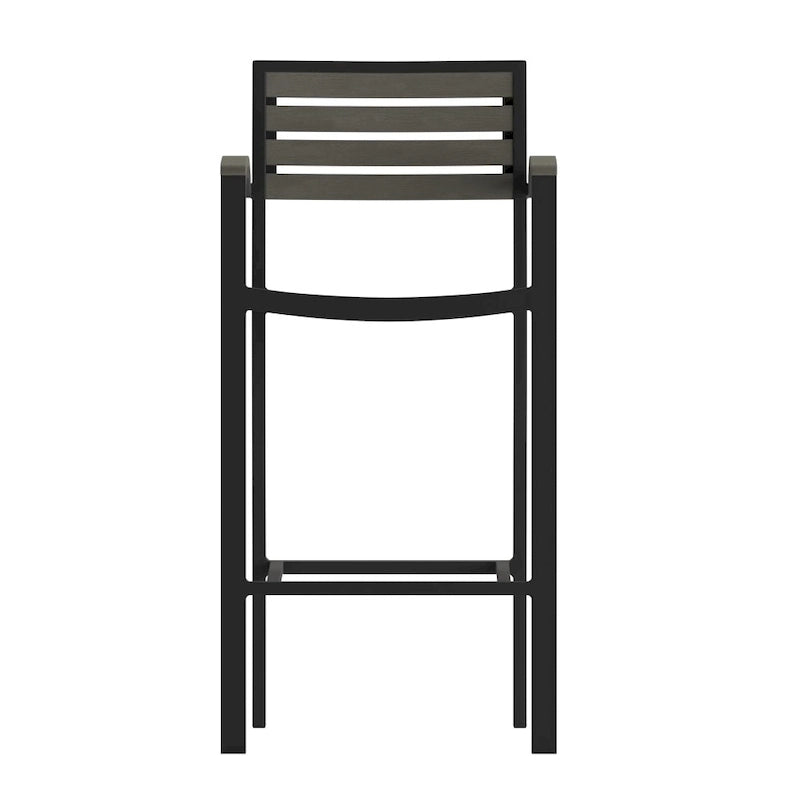 Tabouret de bar d'extérieur de qualité commerciale avec accoudoirs et lattes en poly-résine