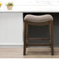 HomeRoots 26 Chaise de bar sans dossier à hauteur de comptoir en tissu gris et marron et bois massif
