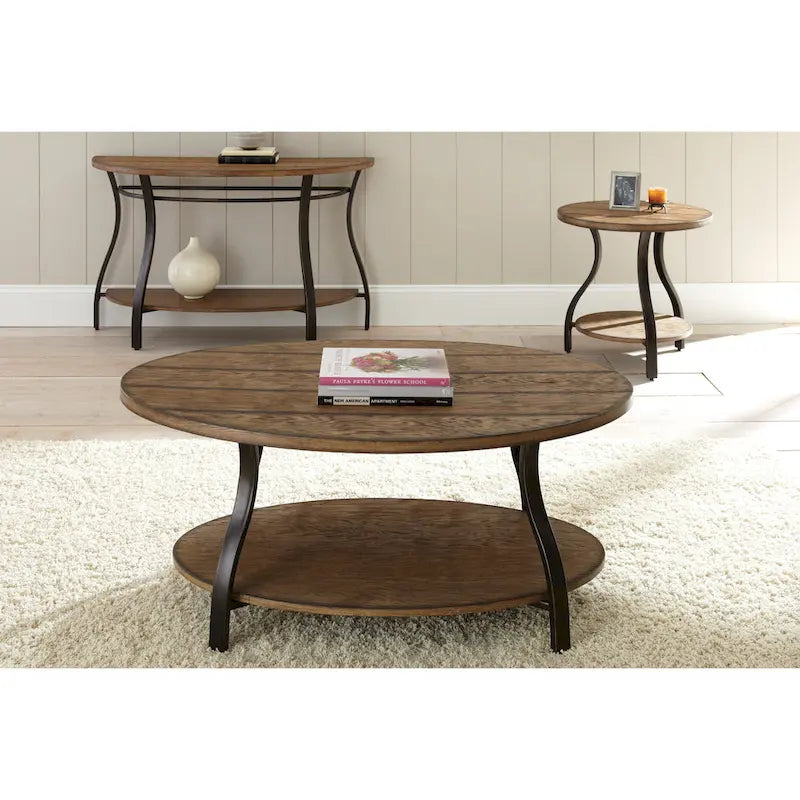 Table basse ovale en bois et métal Steve Silver Buffalo