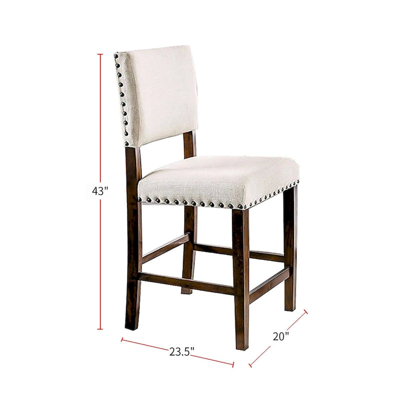 Ensemble de 2 chaises de salle à manger marron, cerisier et ivoire avec clous décoratifs