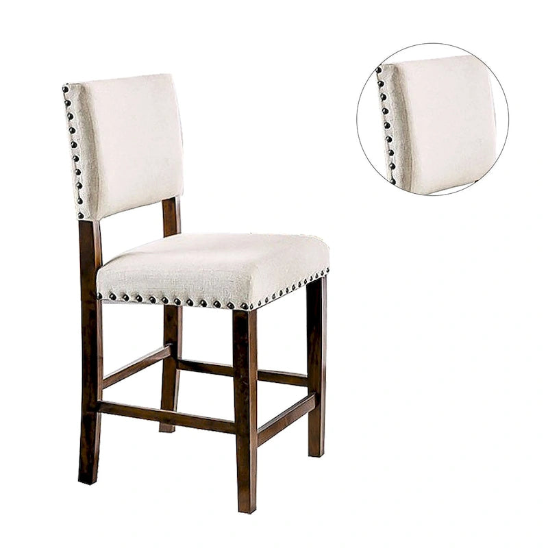 Ensemble de 2 chaises de salle à manger marron, cerisier et ivoire avec clous décoratifs
