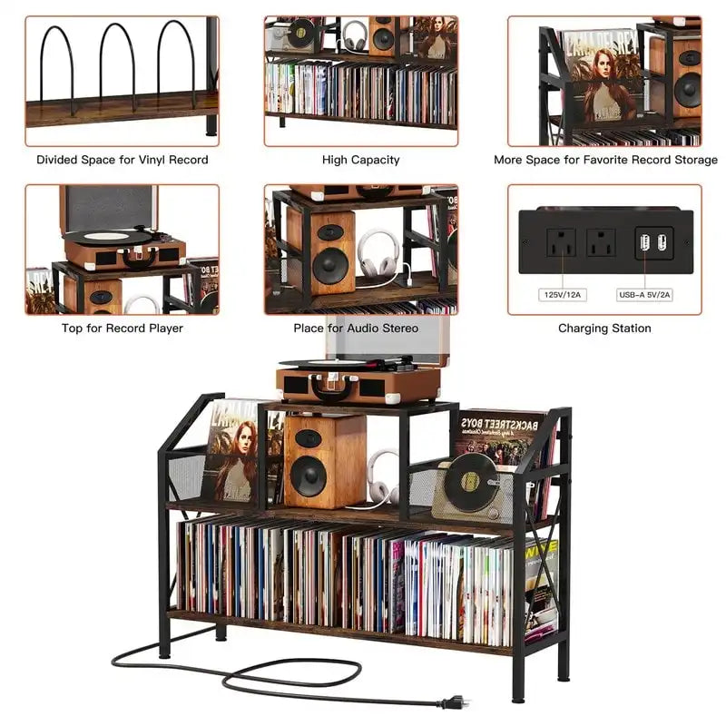 Meuble de platine vinyle - 13,38P x 45,27L x 33,46H