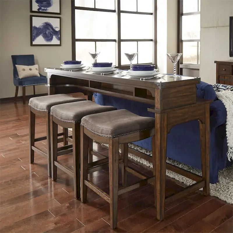 Tabouret console rembourré Aspen Skies marron roussâtre (un seul tabouret)