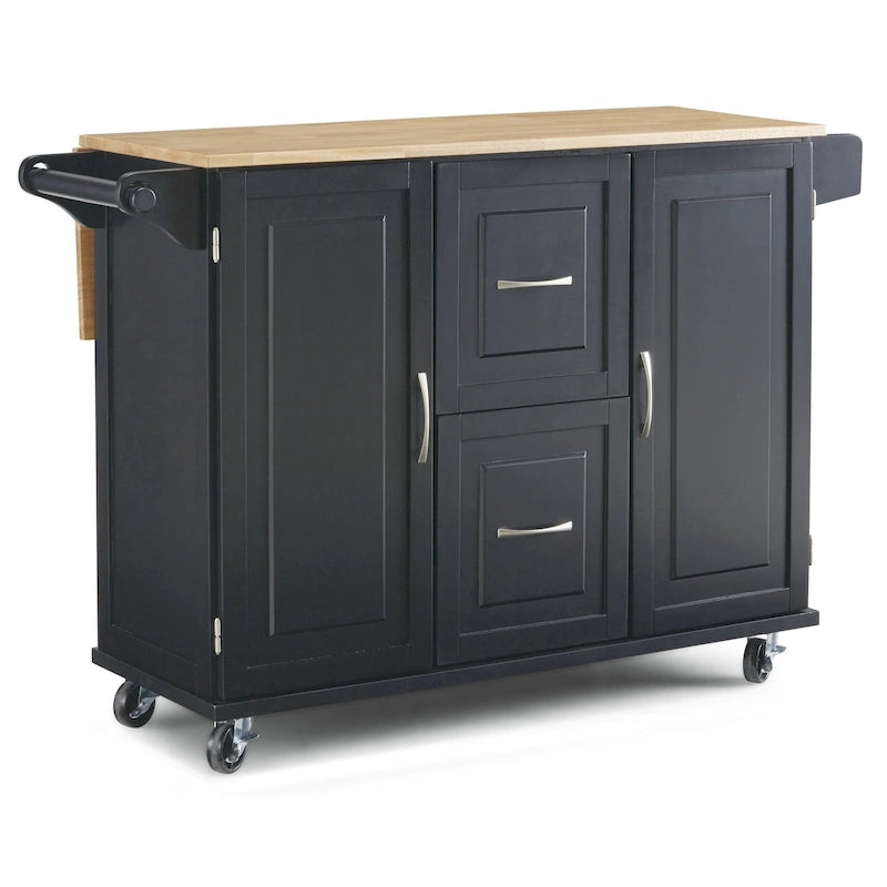 Homestyles Dolly Madison Chariot de cuisine en bois noir - S.O.