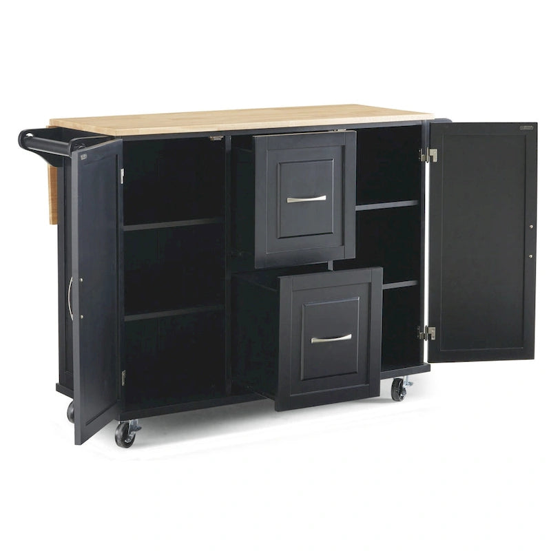 Homestyles Dolly Madison Chariot de cuisine en bois noir - S.O.