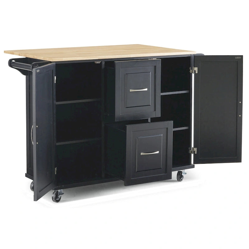 Homestyles Dolly Madison Chariot de cuisine en bois noir - S.O.