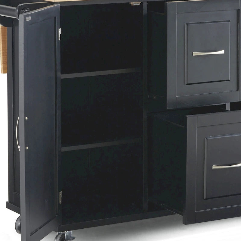 Homestyles Dolly Madison Chariot de cuisine en bois noir - S.O.