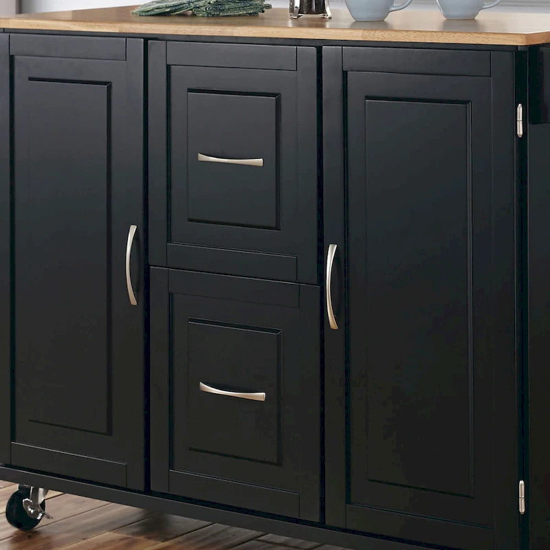 Homestyles Dolly Madison Chariot de cuisine en bois noir - S.O.