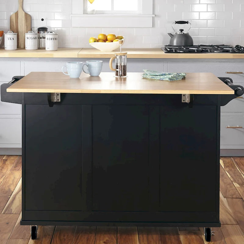 Homestyles Dolly Madison Chariot de cuisine en bois noir - S.O.