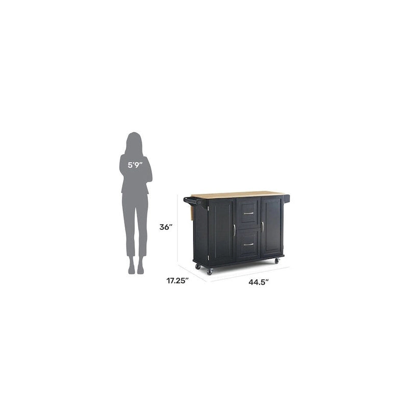 Homestyles Dolly Madison Chariot de cuisine en bois noir - S.O.