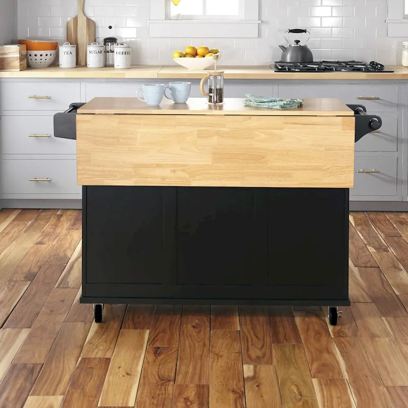 Homestyles Dolly Madison Chariot de cuisine en bois noir - S.O.