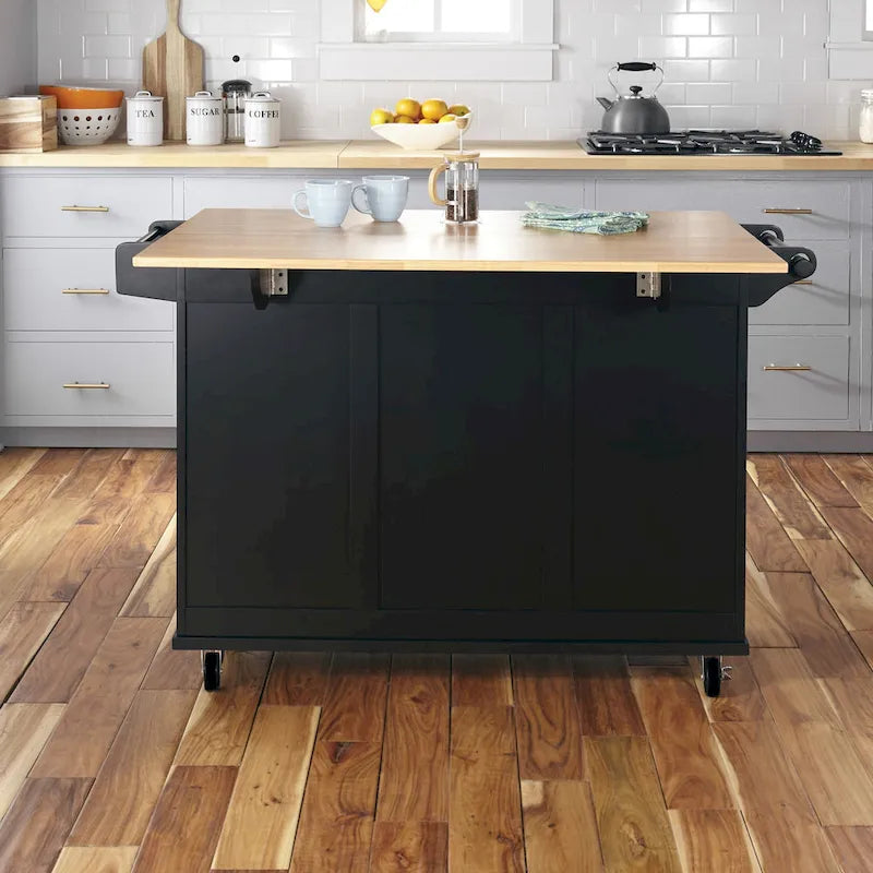 Homestyles Dolly Madison Chariot de cuisine en bois noir - S.O.