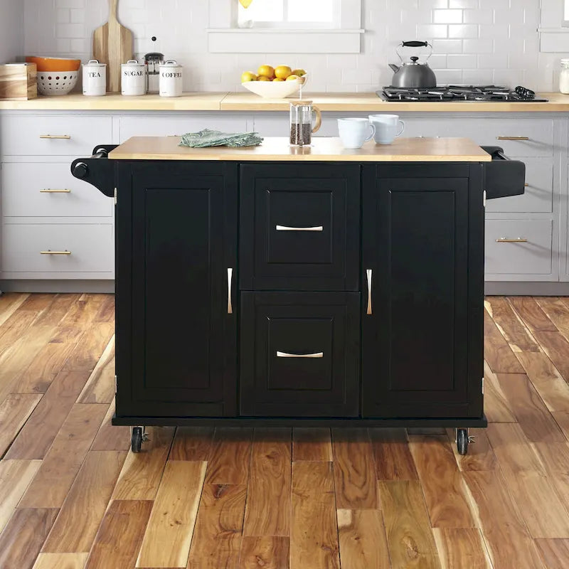 Homestyles Dolly Madison Chariot de cuisine en bois noir - S.O.