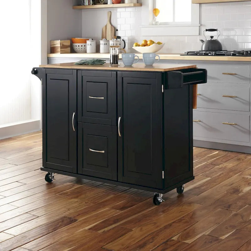 Homestyles Dolly Madison Chariot de cuisine en bois noir - S.O.