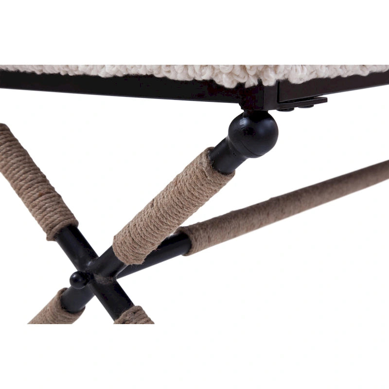 Banc double rembourré en bouclé ivoire Martingale