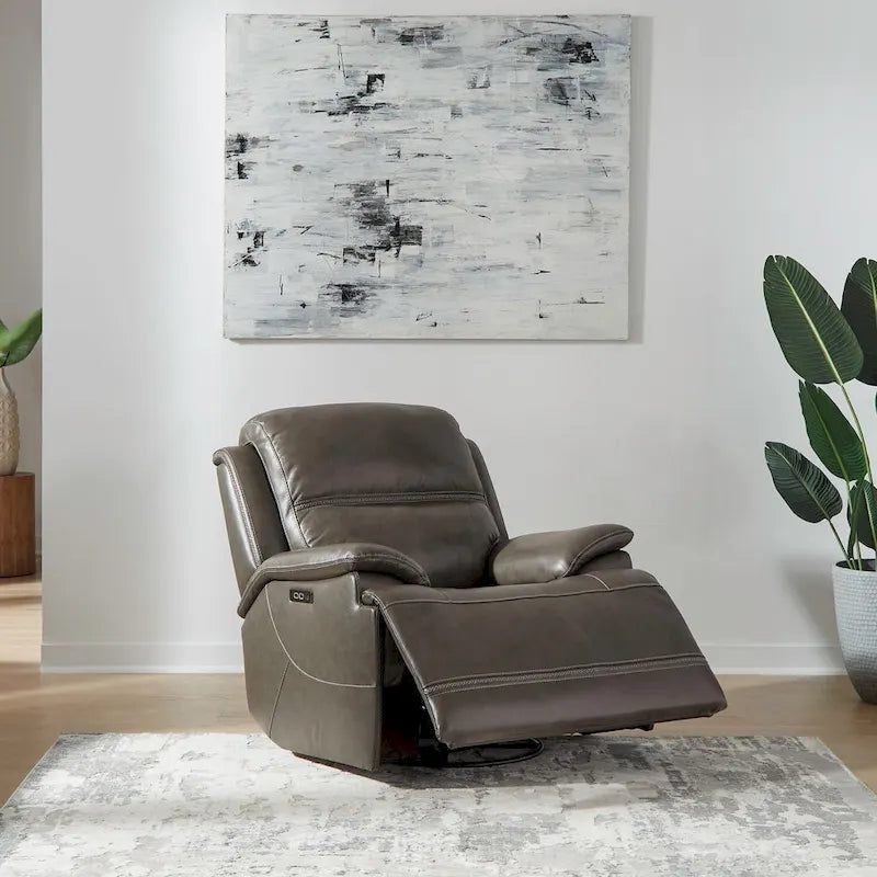 Fauteuil inclinable électrique en cuir Bentley - Fauteuil rembourré gris graphite