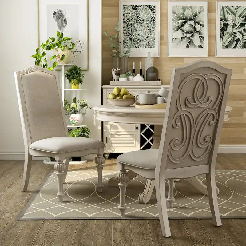 Chaises de salle à manger The Gray Barn Caelum de style campagnard blanc antique (lot de 2)