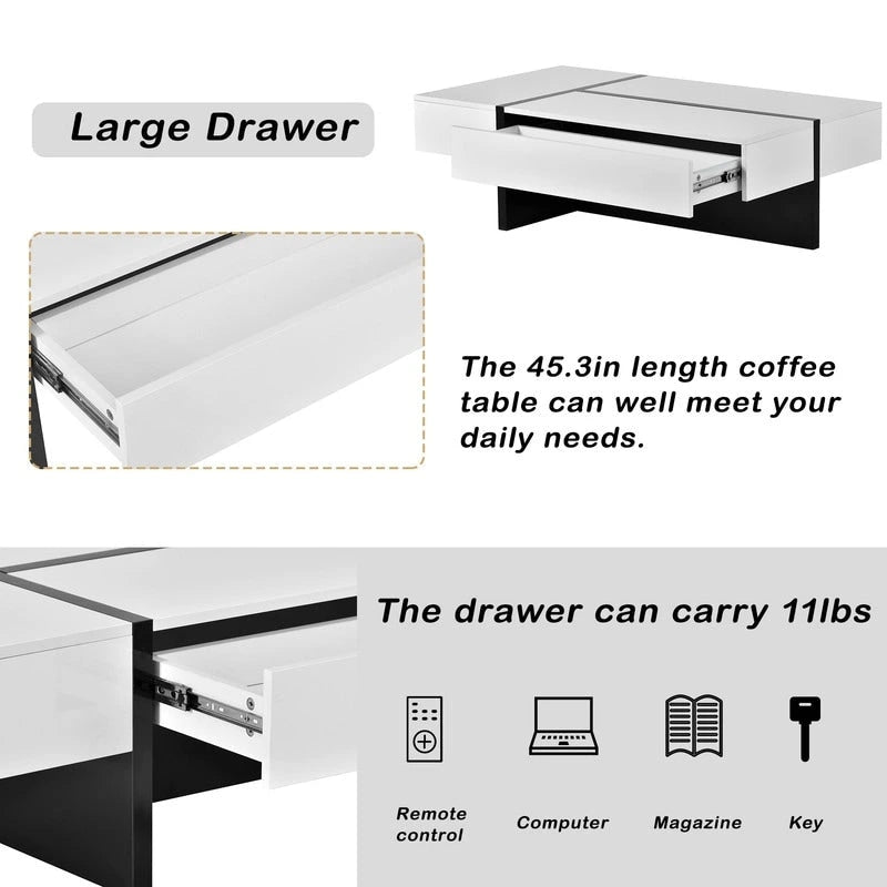 45.2 Table basse moderne Aoolive avec surface très brillante