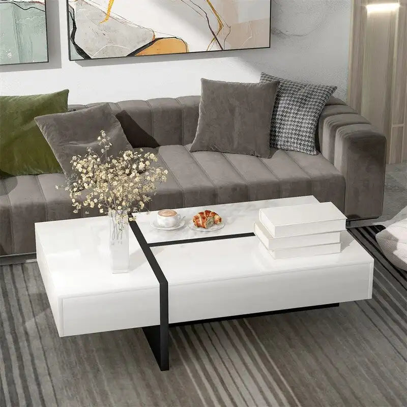 45.2 Table basse moderne Aoolive avec surface très brillante