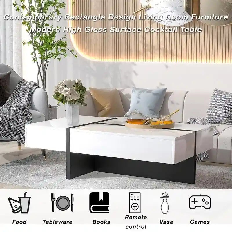 45.2 Table basse moderne Aoolive avec surface très brillante
