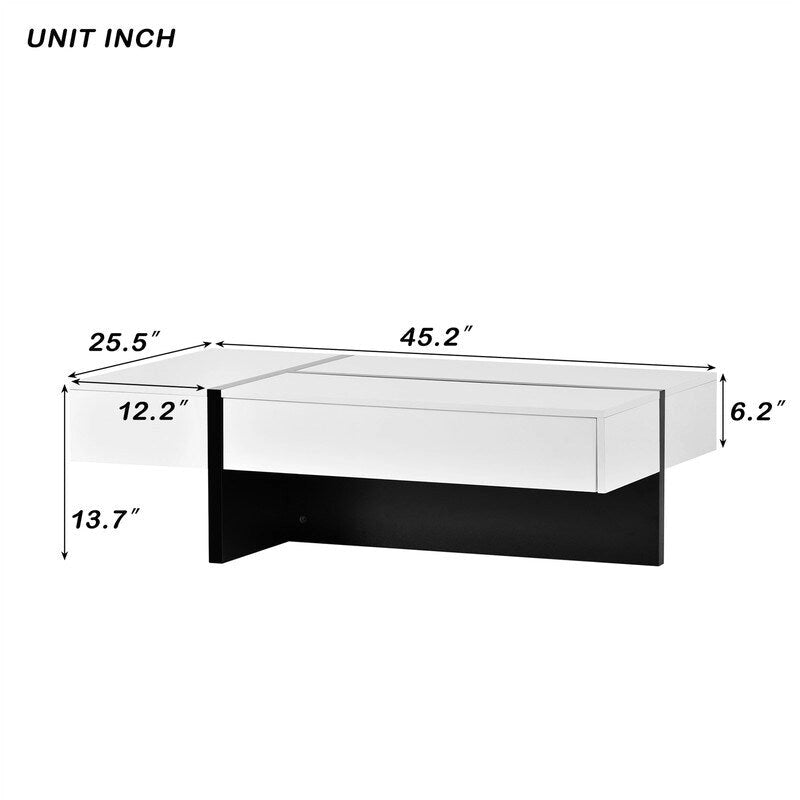 45.2 Table basse moderne Aoolive avec surface très brillante
