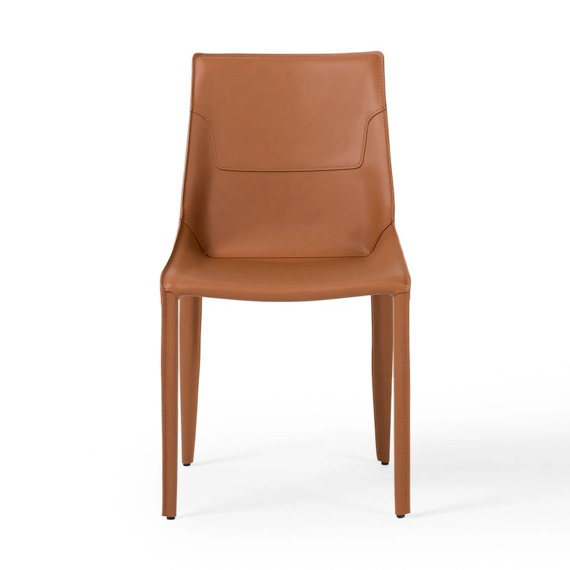Chaises de salle à manger modernes en cuir sellier cognac Modrest Halo (Lot de 2)