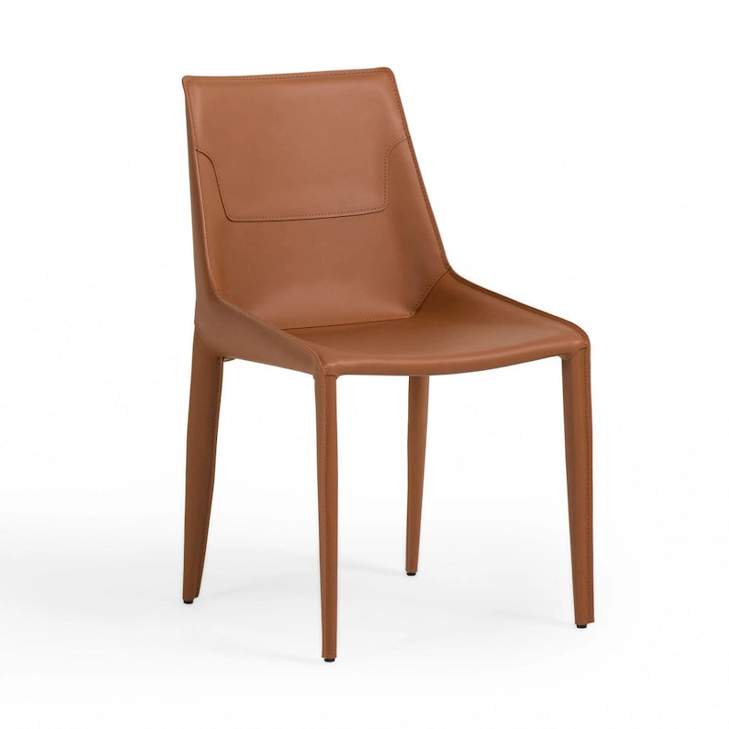 Chaises de salle à manger modernes en cuir sellier cognac Modrest Halo (Lot de 2)