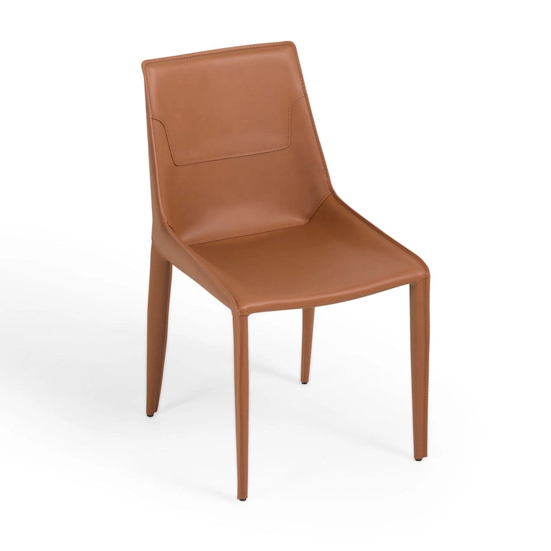 Chaises de salle à manger modernes en cuir sellier cognac Modrest Halo (Lot de 2)