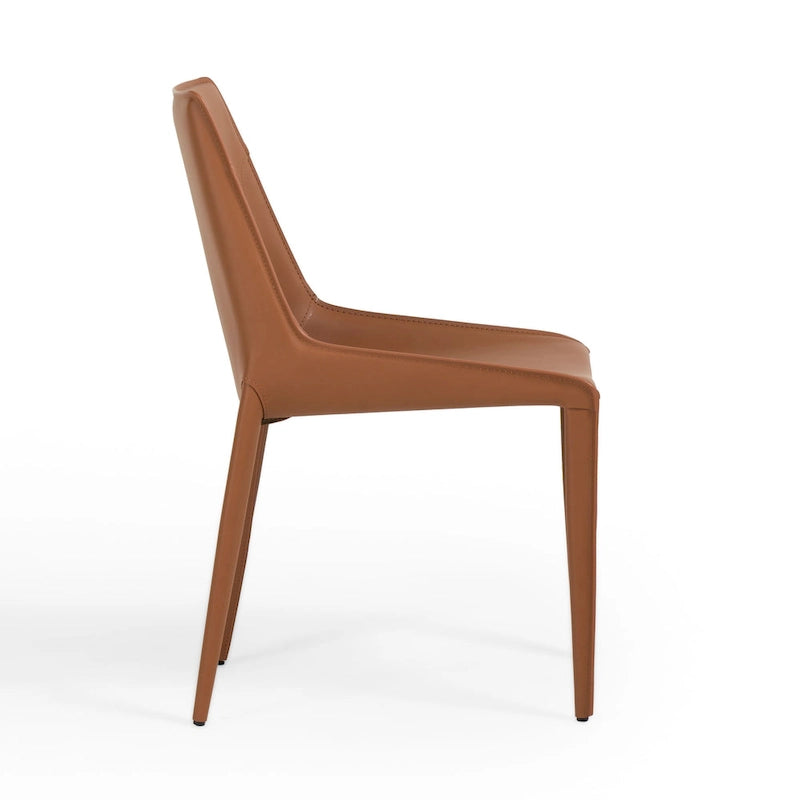 Chaises de salle à manger modernes en cuir sellier cognac Modrest Halo (Lot de 2)